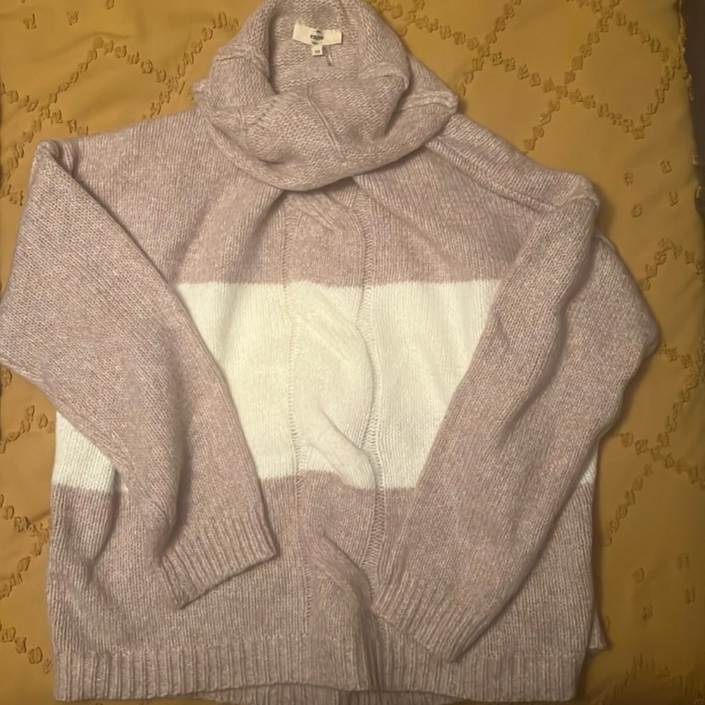 Turtleneck Sweater Mauve & Off-White